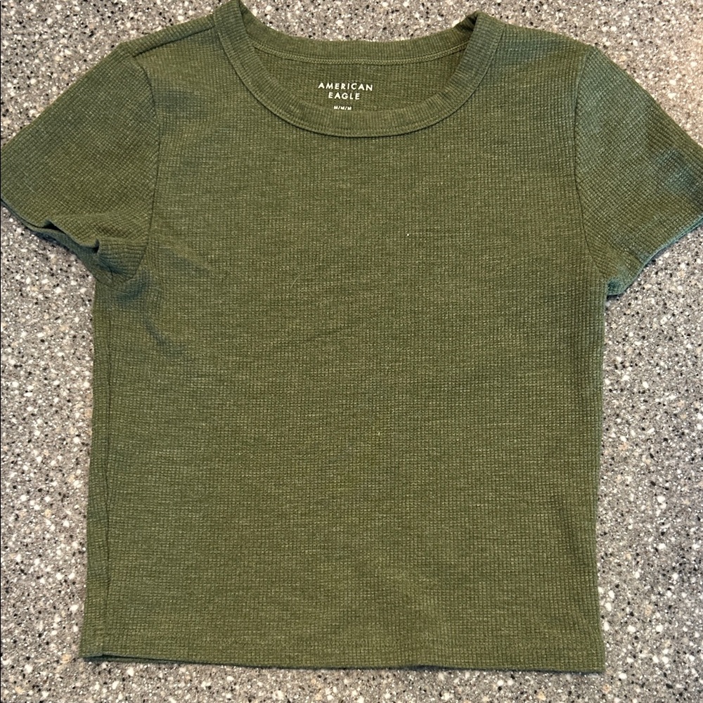 American Eagle Olive Ribbed Tee